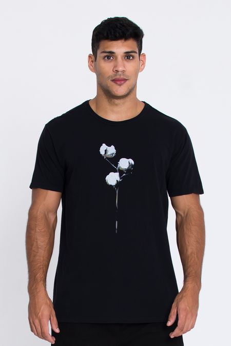 Camiseta-Cotton-Flower-Preto-Frente